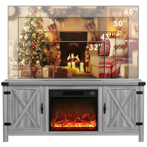 58" Electric Fireplace TV Stand with Barn Doors