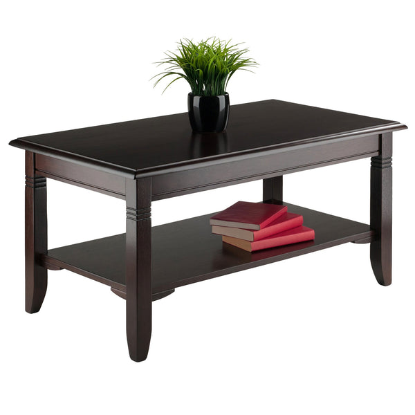37" Transitional Coffee Table with Lower Storage Shelf