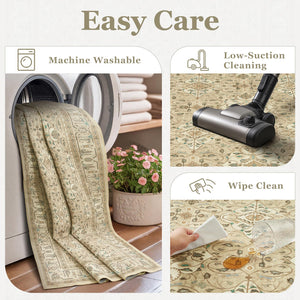 9x12 Moroccan Boho Area Rug – Washable, Non-Slip, Low Pile