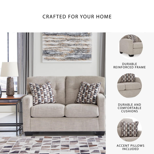 Contemporary Tufted Loveseat – Beige Polyester Upholstery
