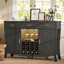 LED Bar Cabinet with Wine Rack & Drawers
