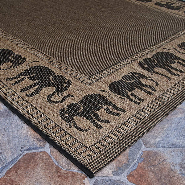 Indoor Outdoor Flatwoven Area Rug 7'6" x 10'9" Cocoa Black