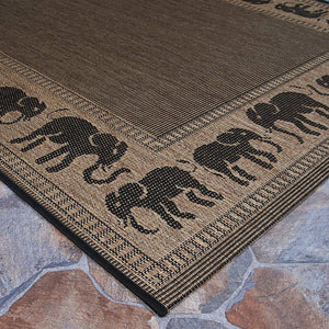 Indoor Outdoor Flatwoven Area Rug 7'6" x 10'9" Cocoa Black
