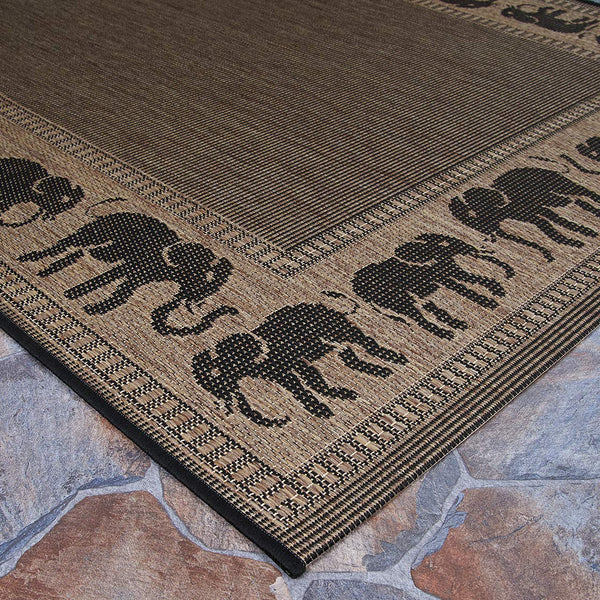 Indoor Outdoor Flatwoven Area Rug 7'6" x 10'9" Cocoa Black