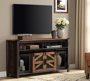 Farmhouse TV Stand with Sliding Barn Doors
