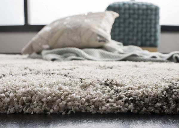6' x 9' Moroccan Trellis Shag Area Rug – 2-Inch Thick, Non-Shedding, Ivory & Grey