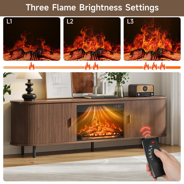 70.8" Fireplace TV Stand with 23" Electric Fireplace