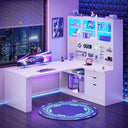 L-Shaped Gaming & Office Desk with Storage