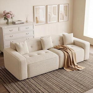 100" Cloud Boneless Loveseat – 2-Seater Chenille Foam Sofa