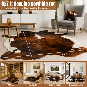 Genuine Cowhide Rug 6x7 ft – Hair On, Western & Rustic Home Decor