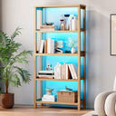 5-Tier Bookcase with LED Lighting & Open Storage Shelves