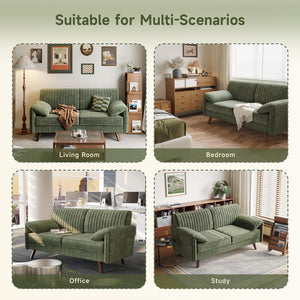 Chenille Loveseat Sofa with Padded Arms – 64.5" Modern Couch for Living Room