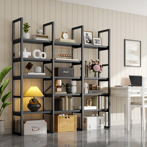 Triple Wide 5-Tier Industrial Bookshelf