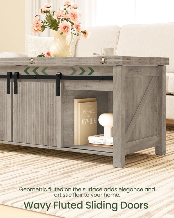 Lift Top Coffee Table with Hidden Storage | 4-in-1 Convertible Farmhouse Design