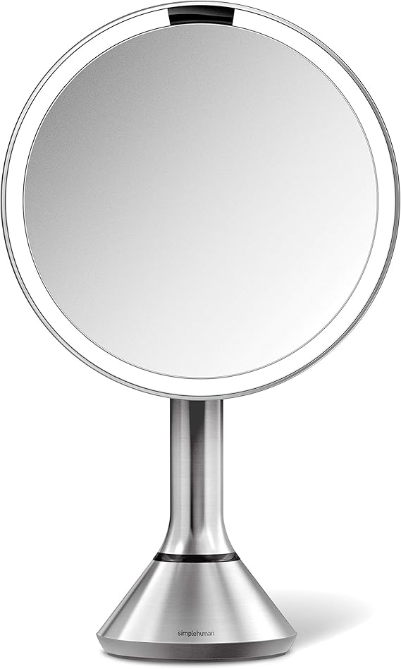 8" Round Sensor Lighted Makeup Mirror — 5x Magnification, Cordless