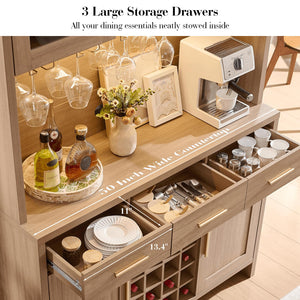 77" Bar Cabinet with Wine Rack & LED Lights