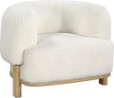 Barrel Back Accent Chair — Upholstered with Oak Wood Frame