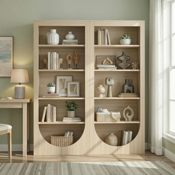 71" Tall Arched Bookcase – 5-Tier Open Wooden Bookshelf
