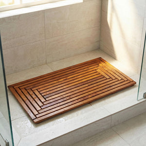 Solid Teak Wood Shower Spa Bath Mat – Indoor Outdoor Floor Mat