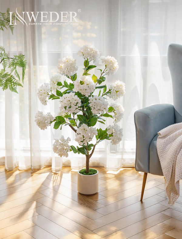 Artificial Crape Myrtle Tree Set of 2, 3.6ft with Pot