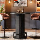 Round Bar Table with Metal Ring Footrest