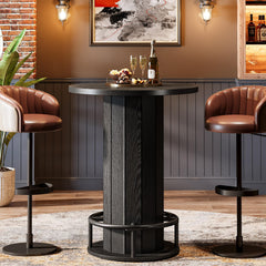 Round Bar Table with Metal Ring Footrest