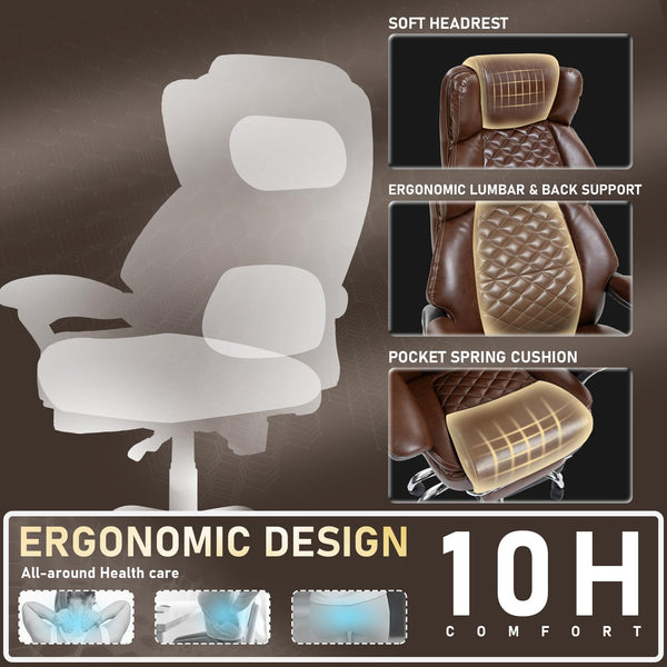 500 lbs Ergonomic Reclining Office Chair with Foot Rest