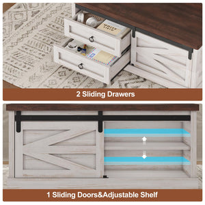 Lift Top Coffee Table with Storage, 39.4" Square, Farmhouse Style