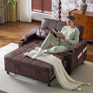 Convertible Sofa Bed with USB Ports & Cup Holders