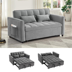 Convertible Loveseat Sofa Bed with USB Charging & Side Table