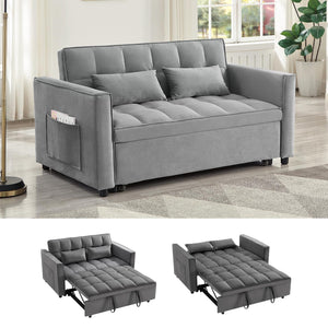 Convertible Loveseat Sofa Bed with USB Charging & Side Table