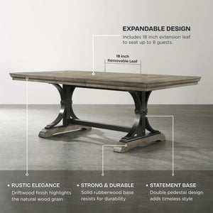 8-Piece Extendable Dining Set with Bench – Driftwood