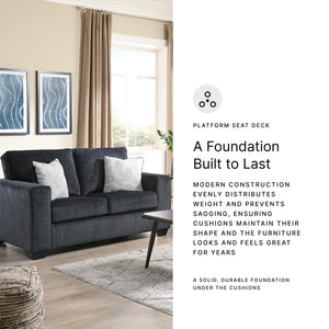 Modern Chenille Loveseat with Accent Pillows