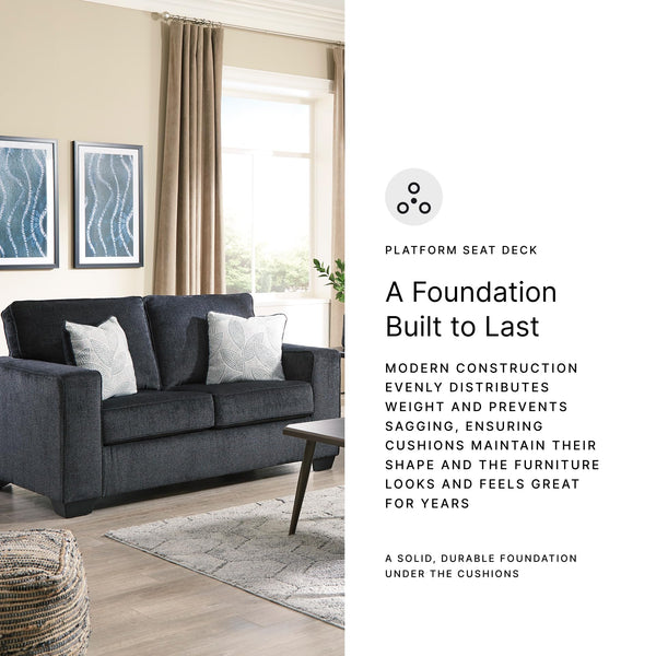 Modern Chenille Loveseat with Accent Pillows