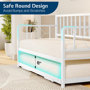 Twin Daybed with Trundle, Charging Station & LED Lights