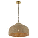 Rattan & Iron Dome Pendant Light – Adjustable Height, LED Included
