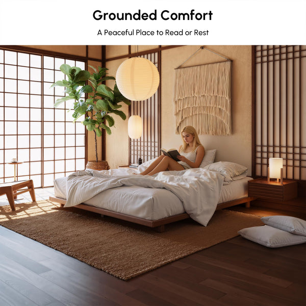 King Low Profile Tatami Platform Bed Frame – Japandi Floor Bed, No Box Spring