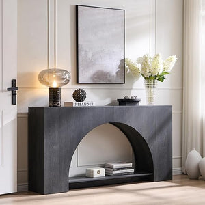 63" Arched Console Table with 2-Tier Shelf