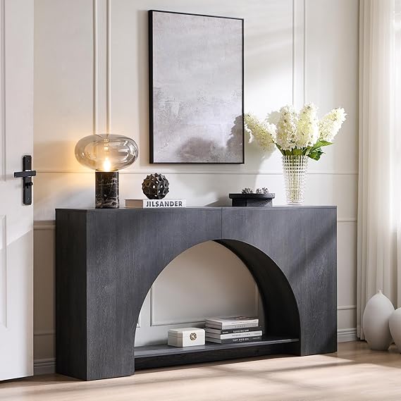 63" Arched Console Table with 2-Tier Shelf