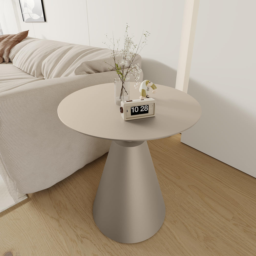 Round Aluminum Outdoor Side Table with Pedestal Base