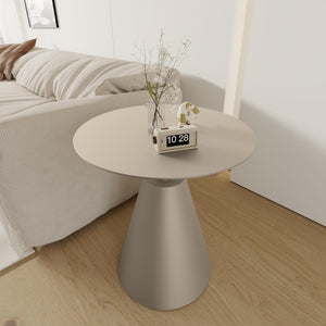 Round Aluminum Outdoor Side Table with Pedestal Base