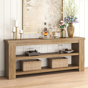 71" Console Table with 2 Shelves and 3-Tier Storage