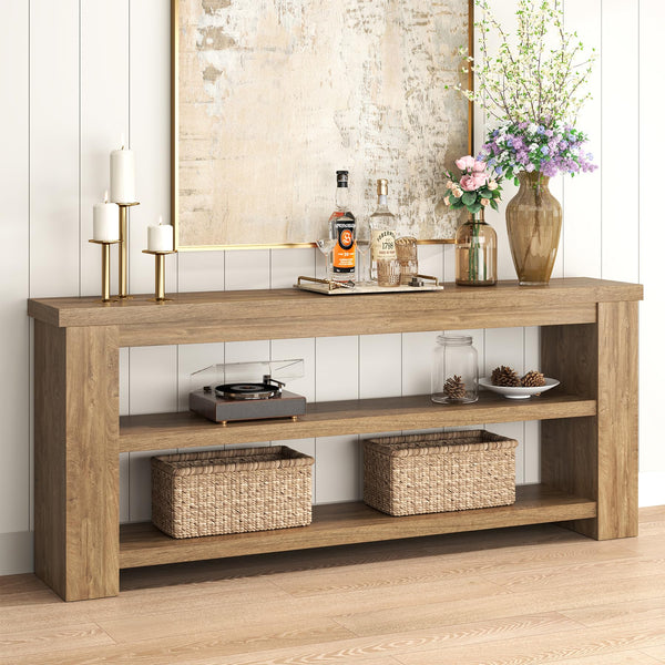 71" Console Table with 2 Shelves and 3-Tier Storage