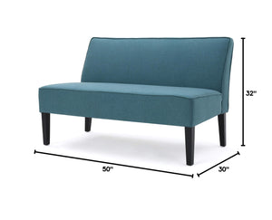 Dark Teal Fabric Loveseat with Matte Black Legs