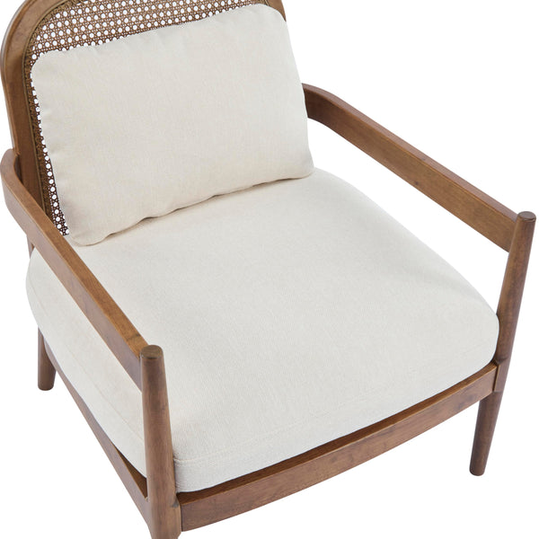 Mid-Century Club Chair Set of 2 with Rattan Back
