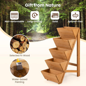 5-Tier Wooden Vertical Raised Garden Bed Set of 2