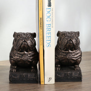 British Bulldog Bookends – Hand Painted Bronze Resin