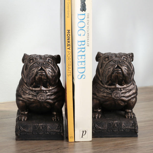 British Bulldog Bookends – Hand Painted Bronze Resin