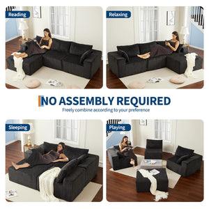 Modular Sectional Sofa with Memory Foam – 4-Seat Convertible Couch