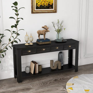 60" Console Table with 4 Drawers & Open Shelf